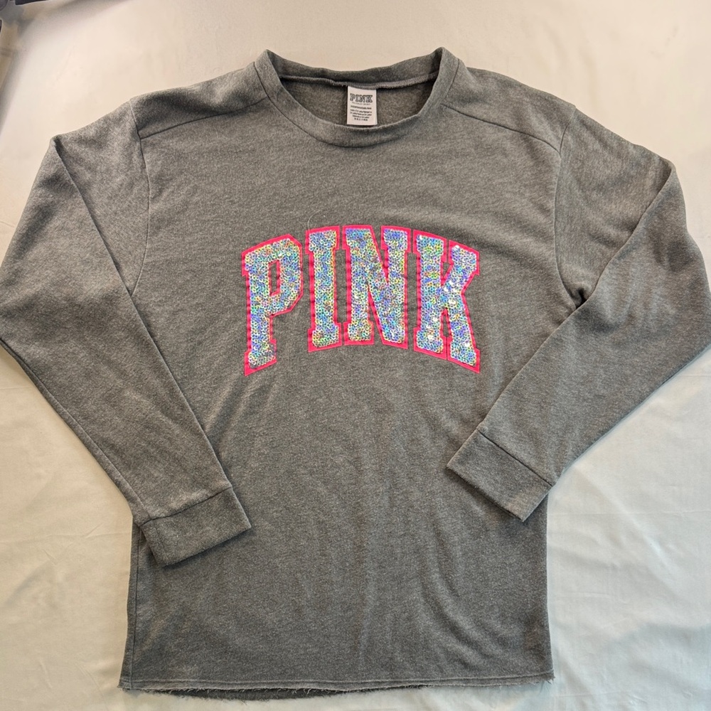 PINK Victoria's Secret Kids Heather Gray Long Sleeve Tee